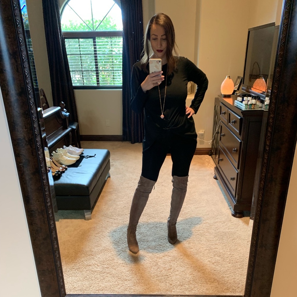 Casadei Grey Suede Over-the-knee Wedge Boots - Picture 3 of 8